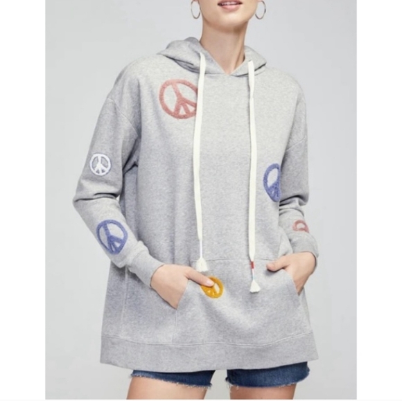 Wildfox Peace Love Road Trip Oversized Hoodie Heather Grey Small - Picture 2 of 12